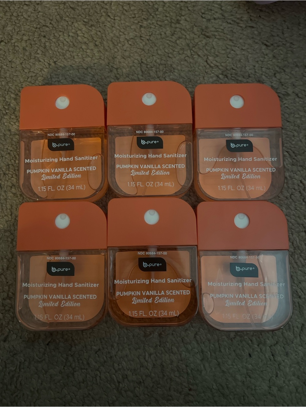 Pumpkin Vanilla Scented Moisturizing Hand Sanitizer – Orange (6 Pack)